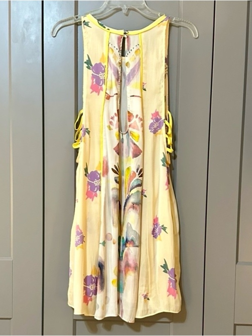 Free People Dream Free Tunic Dress Abstract Floral Pockets Cutout Women’s Large - Picture 4 of 10